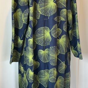 Pure Navy and Lime Leaf Patterned Garment